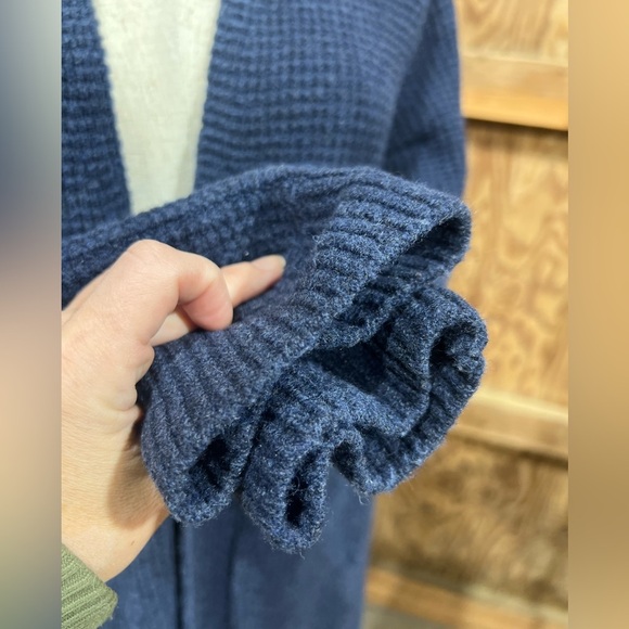 Madewell Alpaca Merino Wool Blend Waffle Stitch Open Front Long Cardigan Sweater - Picture 8 of 10